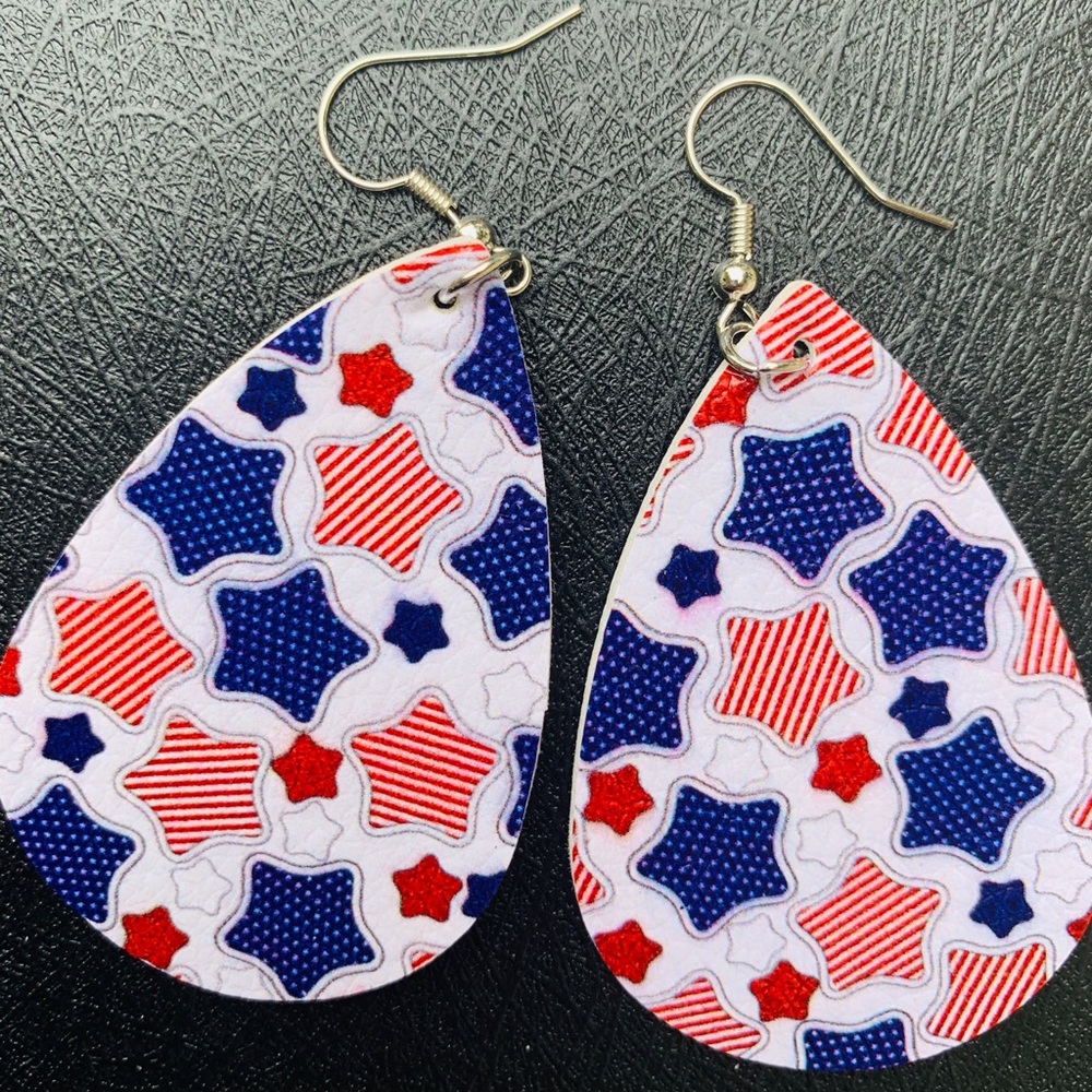 Patriotic Faux Leather Earrings!